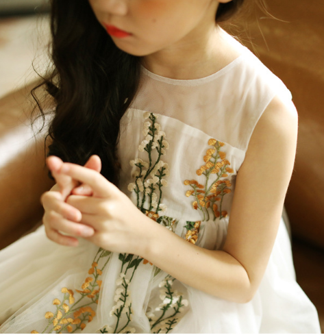 Girls dresses lace vest summer dress