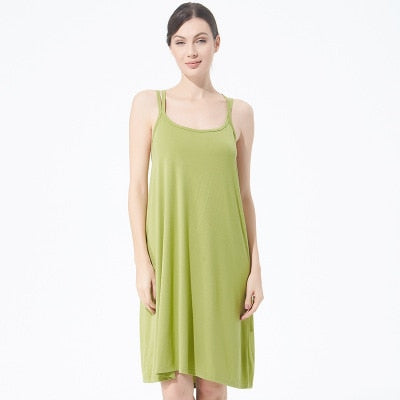 Women's night dress fashion sexy backless nightgown plus size bottoming ladies home wear nightshirt cross strap dresses 2XL-7XL