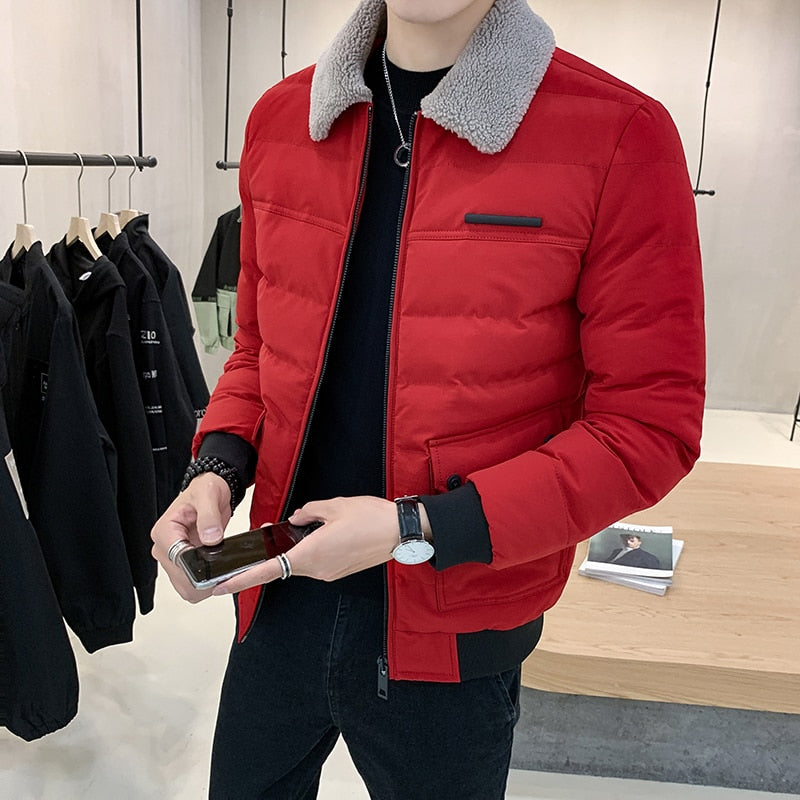 2020 Autumn Winter Lapel Wool Men&#39;s Jacket Fashion Men&#39;s Solid Color Slim Cotton Jacket Winter Warm Casual Jacket Top Jaquetas