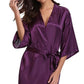 RB032 2018 New Silk Kimono Robe Bathrobe Women Silk Bridesmaid Robes Sexy Navy Blue Robes Satin Robe Ladies Dressing Gowns