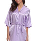 RB032 2018 New Silk Kimono Robe Bathrobe Women Silk Bridesmaid Robes Sexy Navy Blue Robes Satin Robe Ladies Dressing Gowns