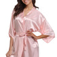 RB032 2018 New Silk Kimono Robe Bathrobe Women Silk Bridesmaid Robes Sexy Navy Blue Robes Satin Robe Ladies Dressing Gowns