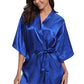 RB032 2018 New Silk Kimono Robe Bathrobe Women Silk Bridesmaid Robes Sexy Navy Blue Robes Satin Robe Ladies Dressing Gowns