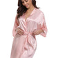 RB032 2018 New Silk Kimono Robe Bathrobe Women Silk Bridesmaid Robes Sexy Navy Blue Robes Satin Robe Ladies Dressing Gowns