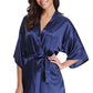 RB032 2018 New Silk Kimono Robe Bathrobe Women Silk Bridesmaid Robes Sexy Navy Blue Robes Satin Robe Ladies Dressing Gowns