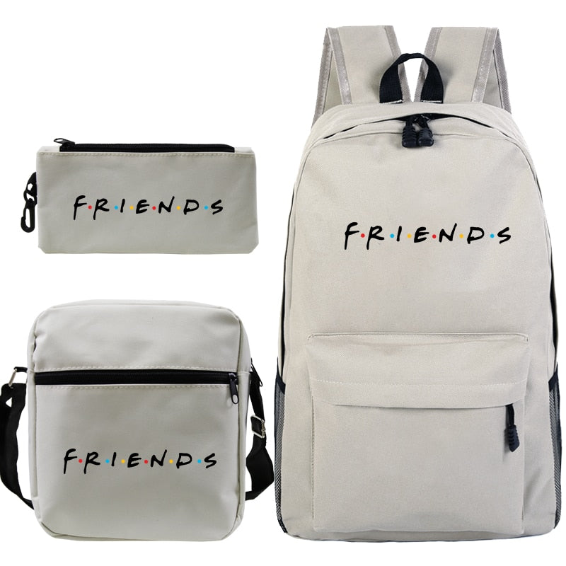 3 Pcs Set Friends Backpack Prints Knapsack for Teenagers Girls Boys Travel Bagpack Children School Bags